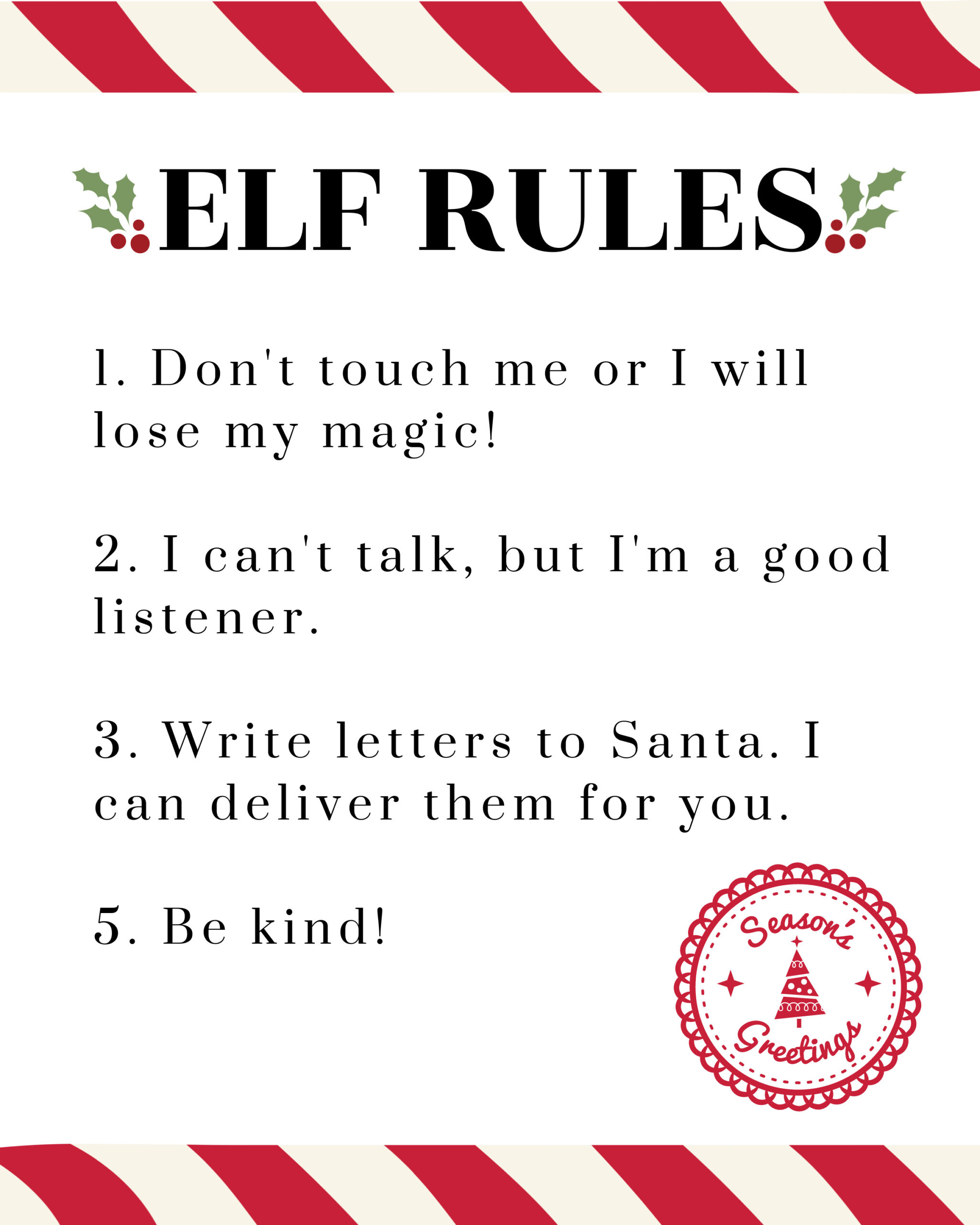 official elf on the shelf rules + free printable